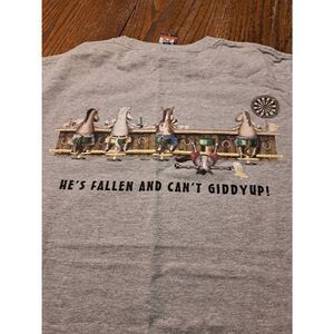 New DuckCo Horse Bar Scene Shirt Adult Small Funny Western Can’t Giddy Up TShirt